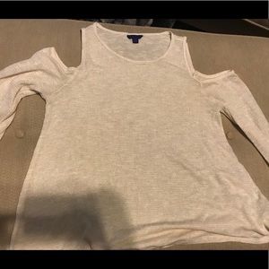 White Sparkly Off Shoulder Long Sleeve Blouse